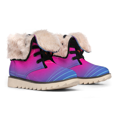 Blue Geometric EDM Light Print Winter Boots