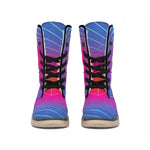 Blue Geometric EDM Light Print Winter Boots