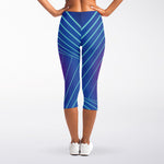 Blue Geometric EDM Light Print Women's Capri Leggings