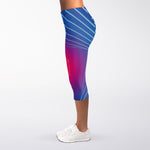 Blue Geometric EDM Light Print Women's Capri Leggings