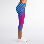 Blue Geometric EDM Light Print Women's Capri Leggings