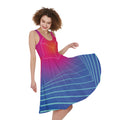 Blue Geometric EDM Light Print Sleeveless Knee Length Dress