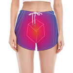 Blue Geometric EDM Light Print Women's Split Running Shorts
