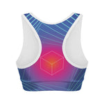 Blue Geometric EDM Light Print Women's Sports Bra