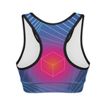 Blue Geometric EDM Light Print Women's Sports Bra