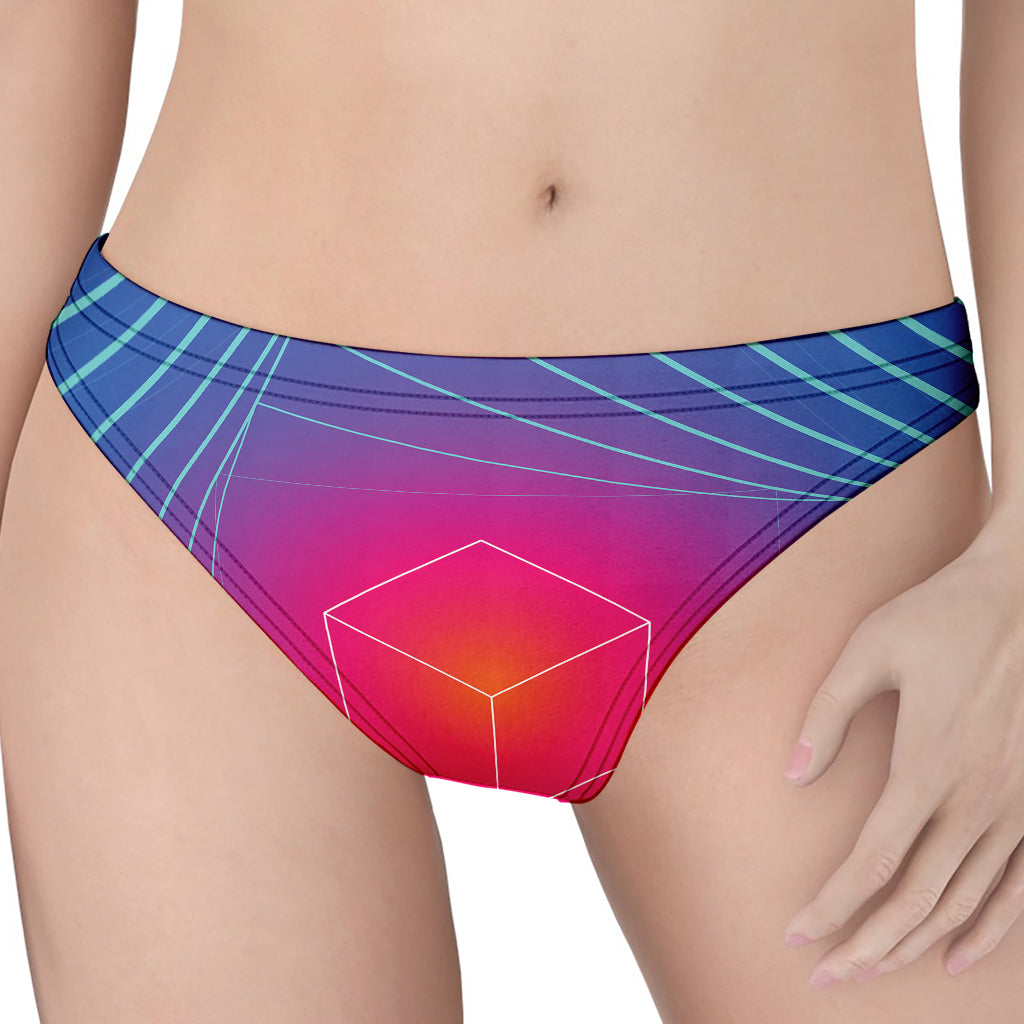 Blue Geometric EDM Light Print Women's Thong