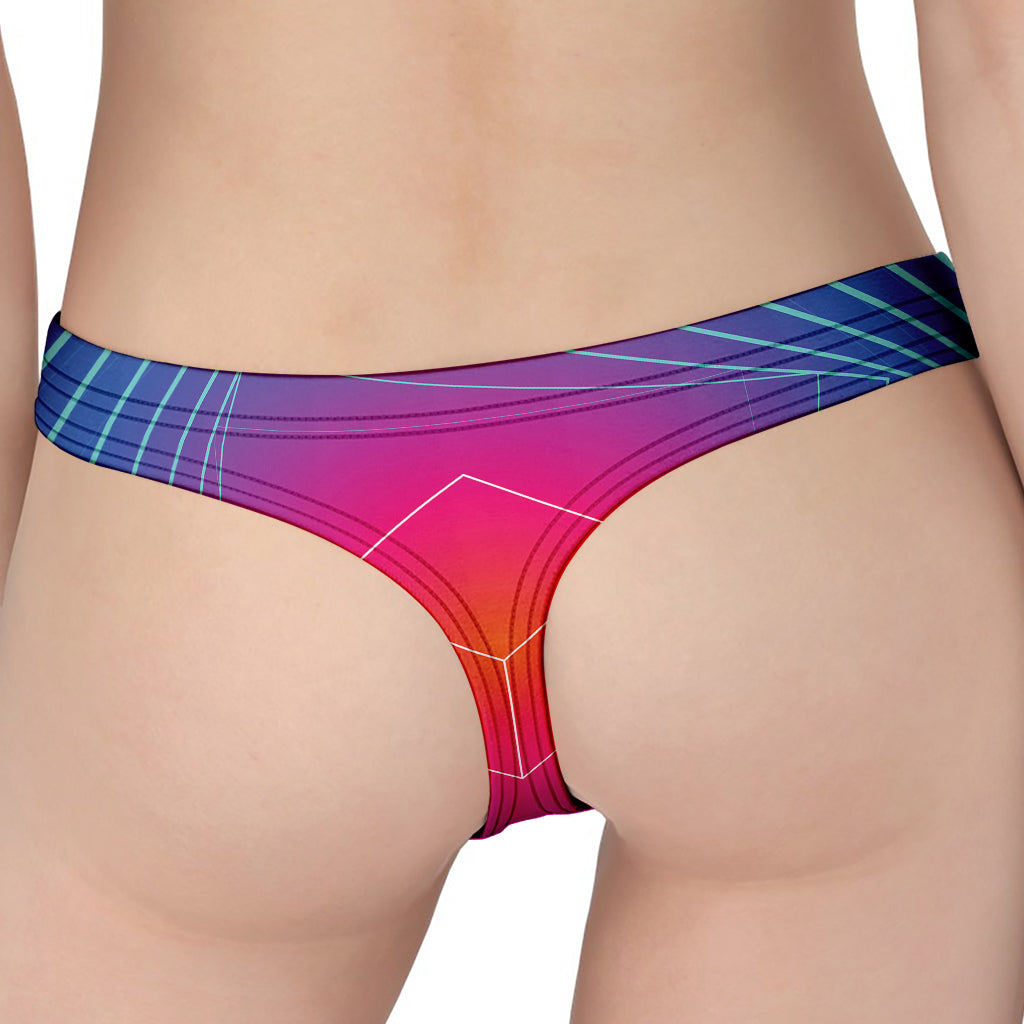 Blue Geometric EDM Light Print Women's Thong