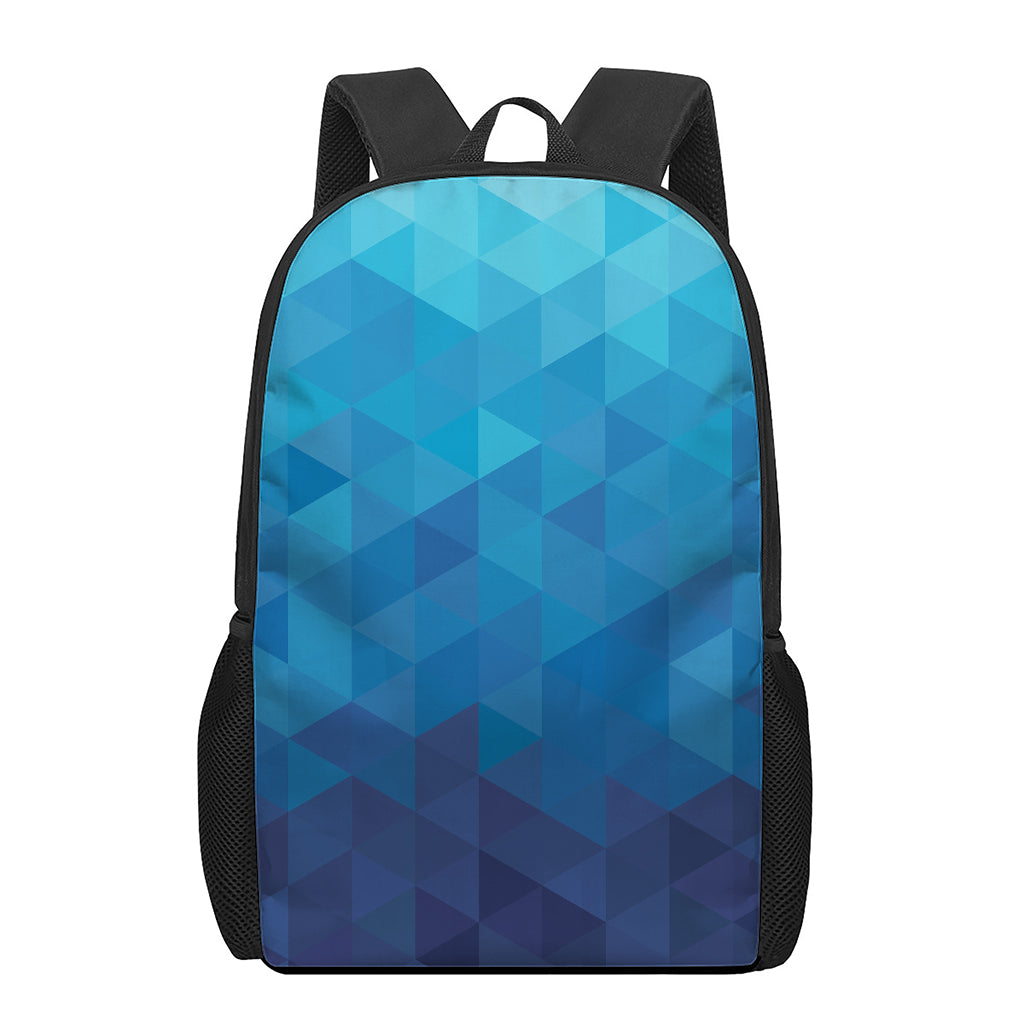 Blue Geometric Triangle Pattern Print 17 Inch Backpack