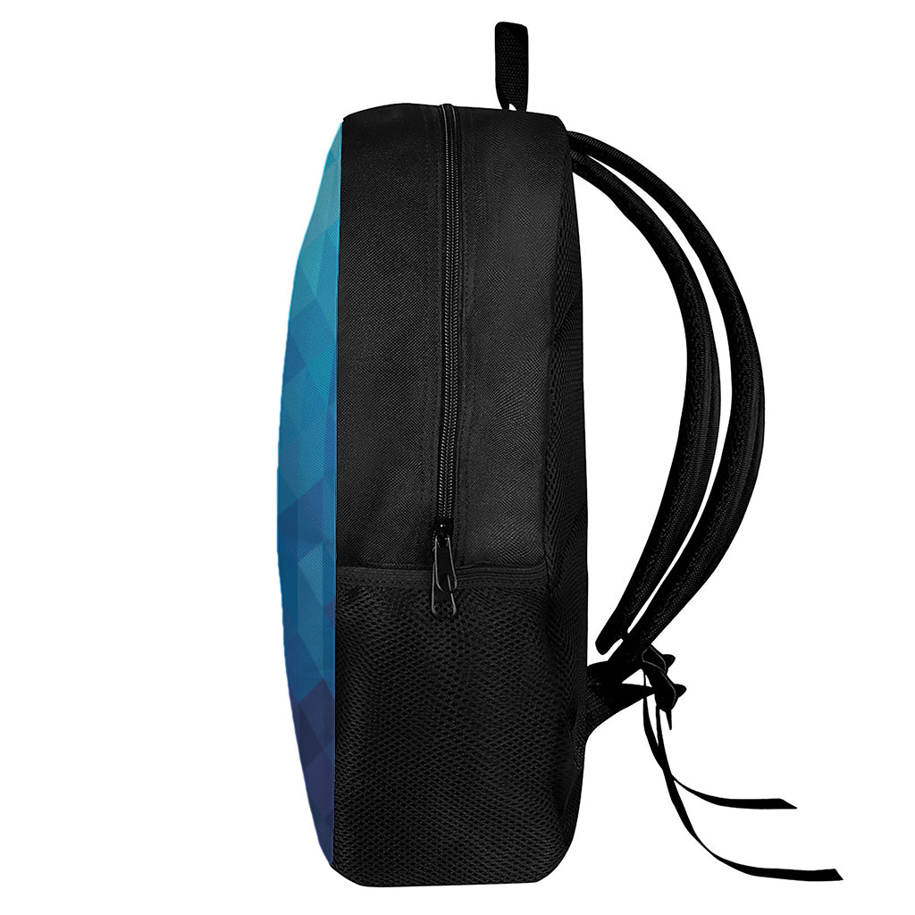 Blue Geometric Triangle Pattern Print 17 Inch Backpack