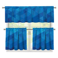 Blue Geometric Triangle Pattern Print 3 Piece Kitchen Curtains