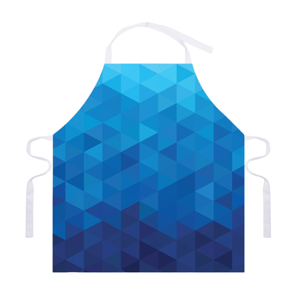 Blue Geometric Triangle Pattern Print Adjustable Apron