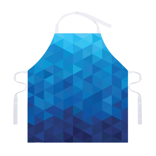 Blue Geometric Triangle Pattern Print Adjustable Apron
