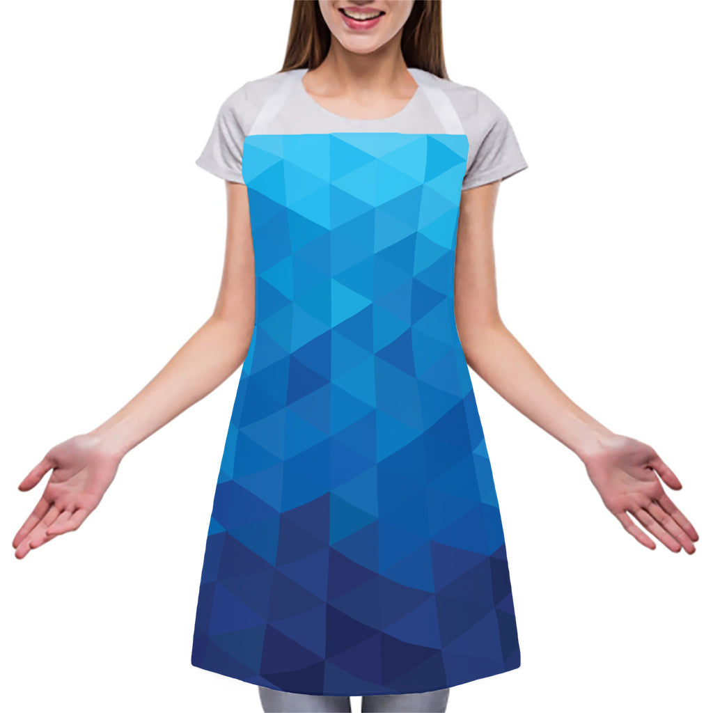 Blue Geometric Triangle Pattern Print Adjustable Apron