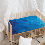 Blue Geometric Triangle Pattern Print Baby Crib Sheet