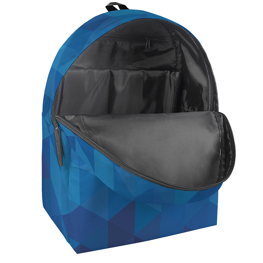 Blue Geometric Triangle Pattern Print Backpack