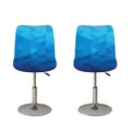 Blue Geometric Triangle Pattern Print Bar Stool Covers