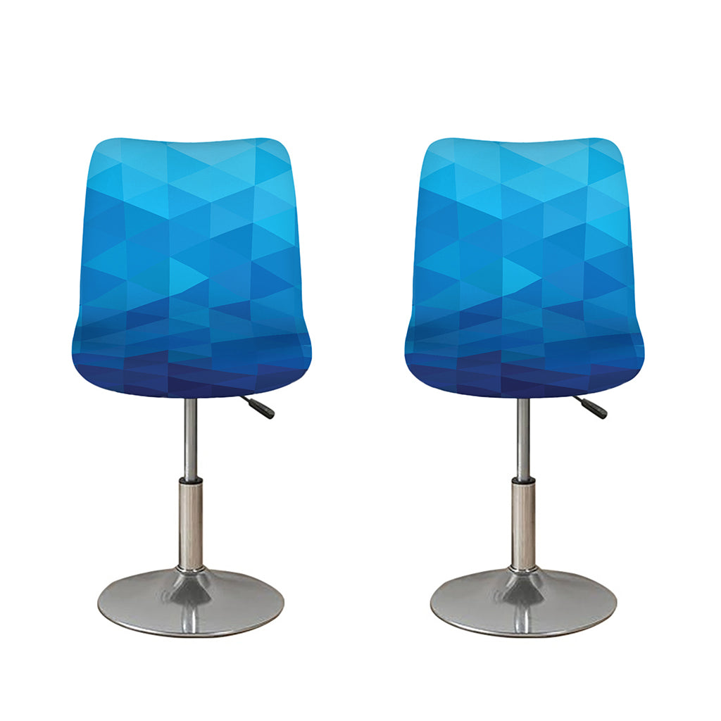 Blue Geometric Triangle Pattern Print Bar Stool Covers
