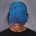 Blue Geometric Triangle Pattern Print Baseball Cap