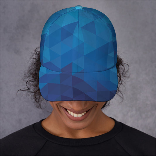 Blue Geometric Triangle Pattern Print Baseball Cap
