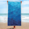 Blue Geometric Triangle Pattern Print Beach Towel