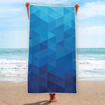 Blue Geometric Triangle Pattern Print Beach Towel