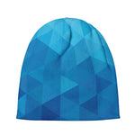 Blue Geometric Triangle Pattern Print Beanie