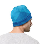 Blue Geometric Triangle Pattern Print Beanie