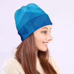 Blue Geometric Triangle Pattern Print Beanie