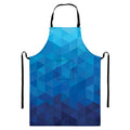 Blue Geometric Triangle Pattern Print Bib Apron With Pocket