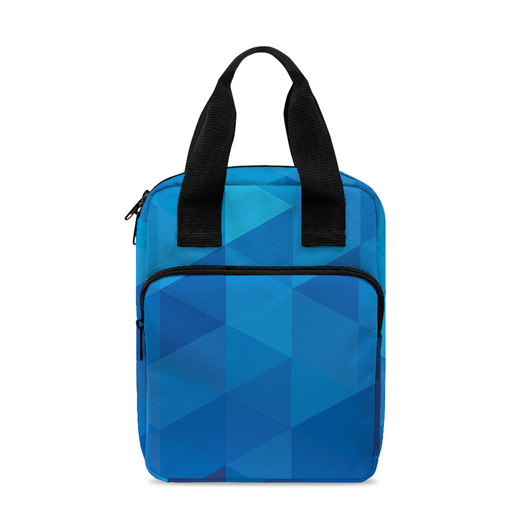 Blue Geometric Triangle Pattern Print Bible Tote Bag