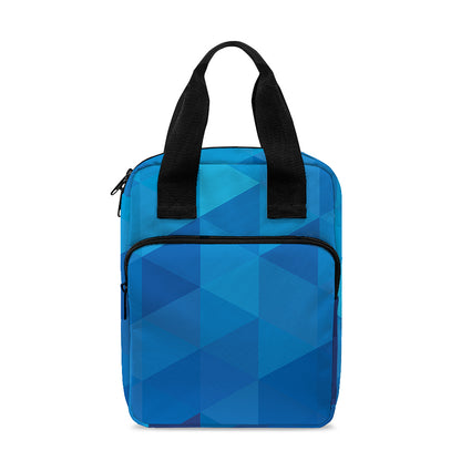 Blue Geometric Triangle Pattern Print Bible Tote Bag