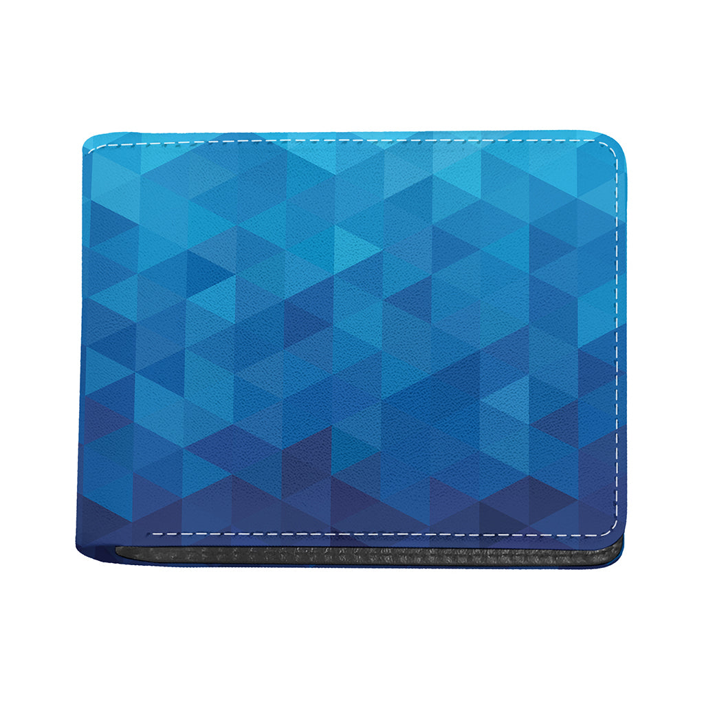 Blue Geometric Triangle Pattern Print Bifold Wallet