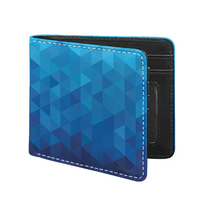 Blue Geometric Triangle Pattern Print Bifold Wallet