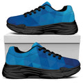 Blue Geometric Triangle Pattern Print Black Chunky Shoes
