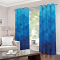 Blue Geometric Triangle Pattern Print Dimout Grommet Curtains