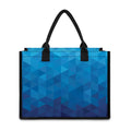 Blue Geometric Triangle Pattern Print Canvas Tote Bag