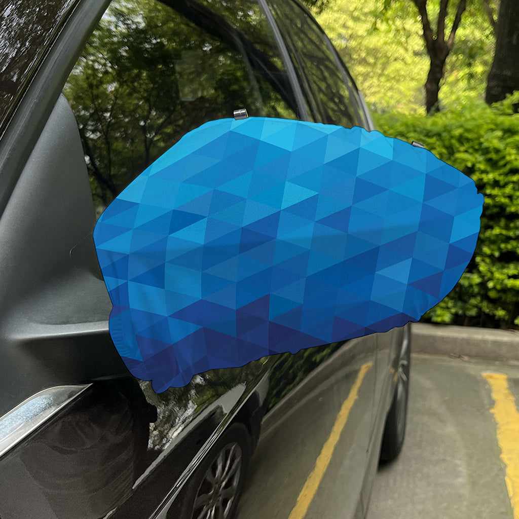 Blue Geometric Triangle Pattern Print Car Side Mirror Covers