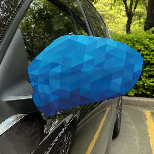 Blue Geometric Triangle Pattern Print Car Side Mirror Covers