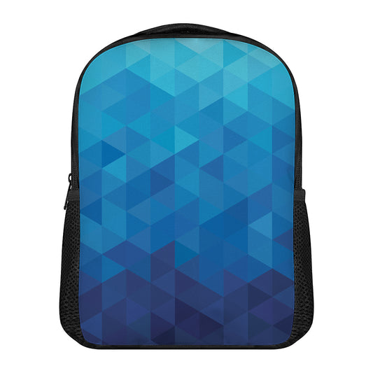 Blue Geometric Triangle Pattern Print Casual Backpack