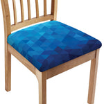 Blue Geometric Triangle Pattern Print Chair Cushion Cover