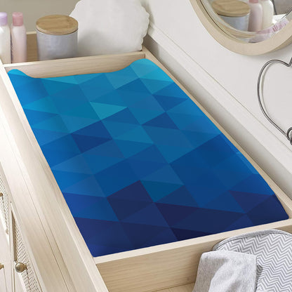 Blue Geometric Triangle Pattern Print Changing Pad Cover