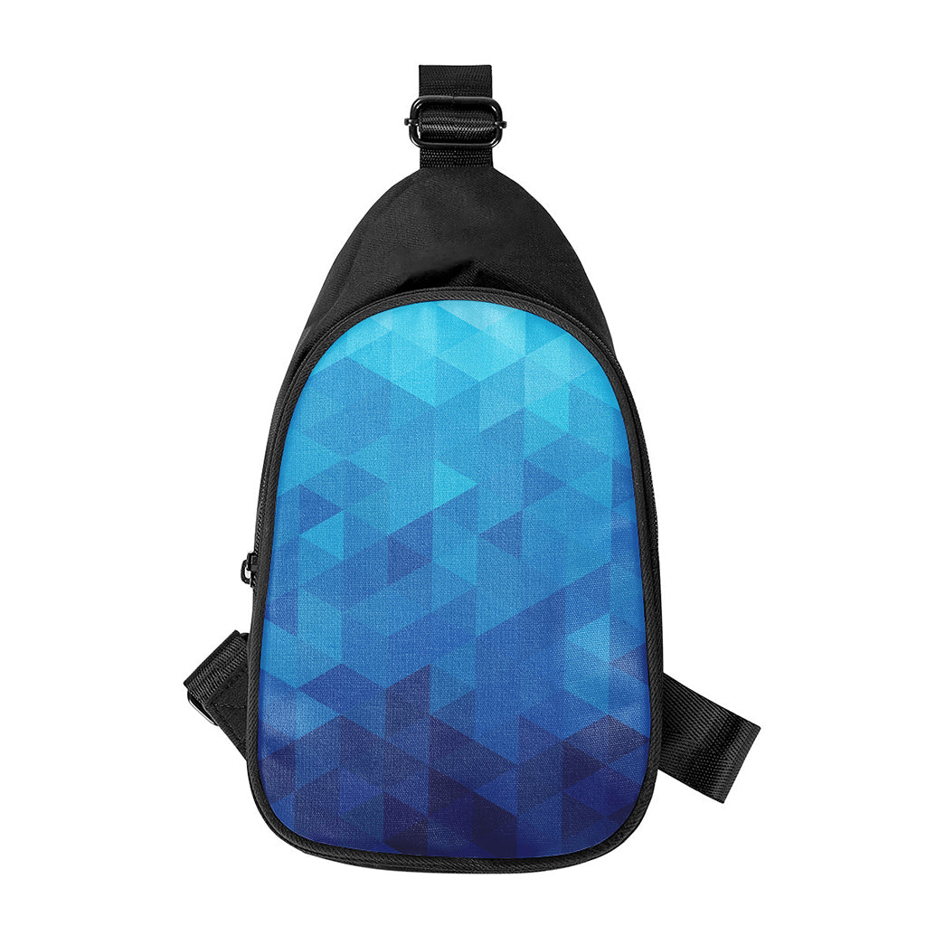 Blue Geometric Triangle Pattern Print Chest Bag