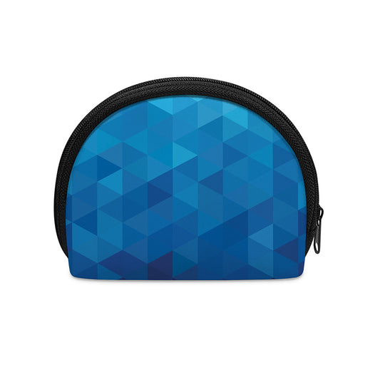 Blue Geometric Triangle Pattern Print Coin Purse