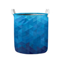 Blue Geometric Triangle Pattern Print Collapsible Laundry Basket