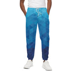 Blue Geometric Triangle Pattern Print Cotton Pants