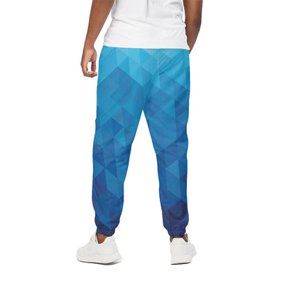 Blue Geometric Triangle Pattern Print Cotton Pants