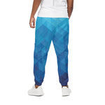 Blue Geometric Triangle Pattern Print Cotton Pants