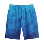 Blue Geometric Triangle Pattern Print Cotton Shorts