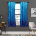 Blue Geometric Triangle Pattern Print Grommet Curtain Panels