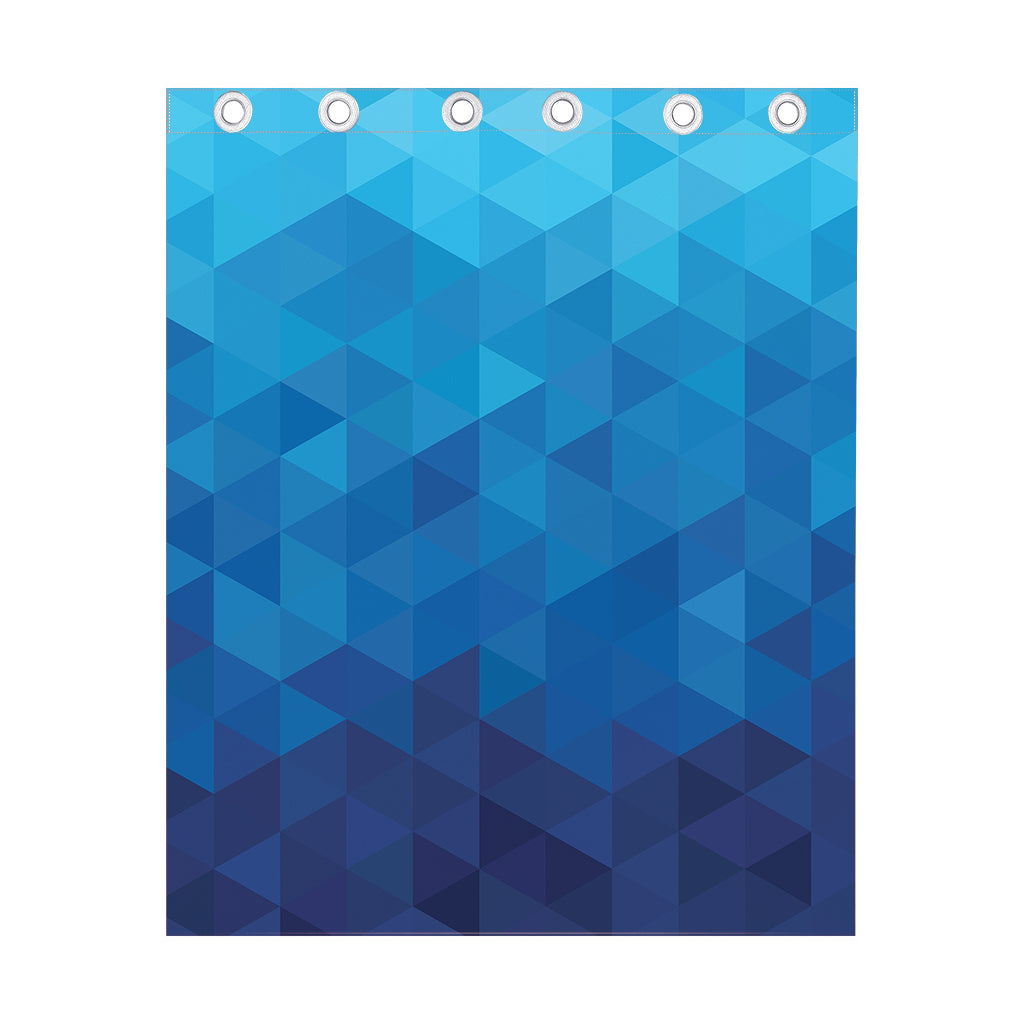 Blue Geometric Triangle Pattern Print Curtain